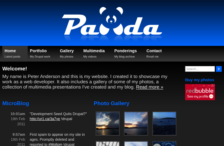 Screenshot of Panda.id.au in 2011